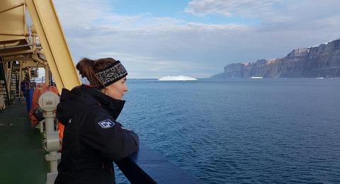 UNH Graduate Student on icebreaker in the Arctic