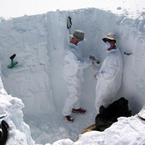 Researchers sampling in the Arctic