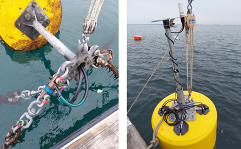 Load cells were deployed in-line with the mooring components.