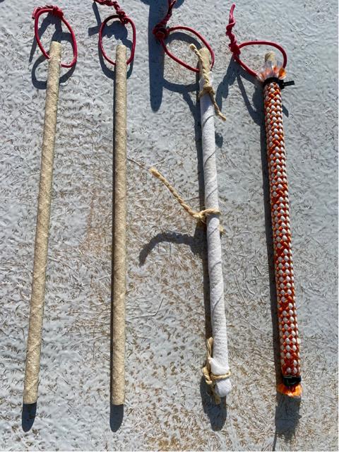 Four types of rebar laid out. 