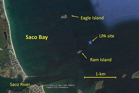 Google Earth image of Saco Bay.