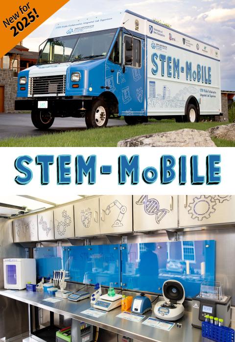 Photo images of STEM-MoBILE truck, outside and inside. 