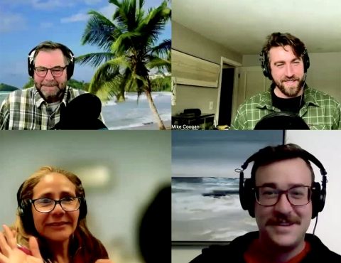 Screenshot of the four hosts on Zoom