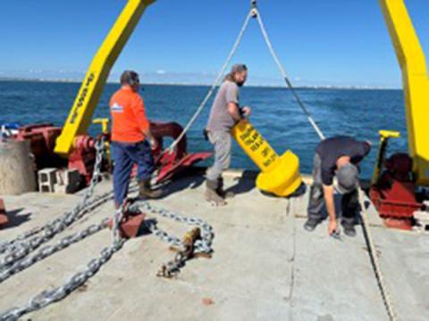 Anchors and crown line deployment onboard the R/V Tyson B.