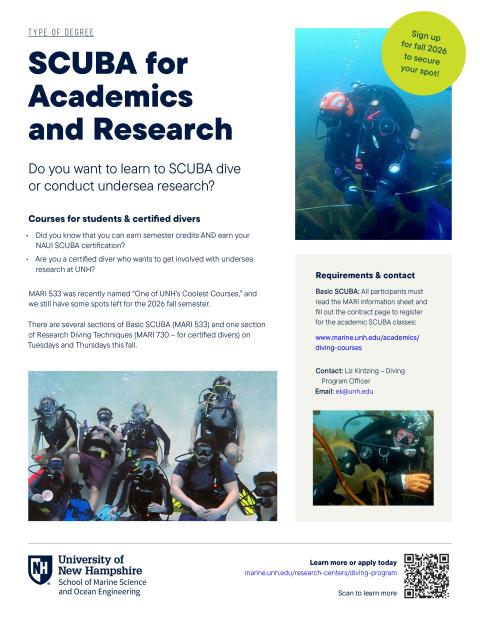 2026 SCUBA academic flyer. 